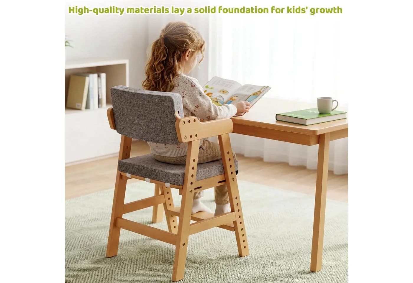 TLGREEN Höhenverstellbarer Kinderstuhl aus Buche - Bild 4
