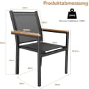 TLGREEN Stapelstuhl Aluminium Outdoor mit WPC-Armlehnen Schwarz Bild 1