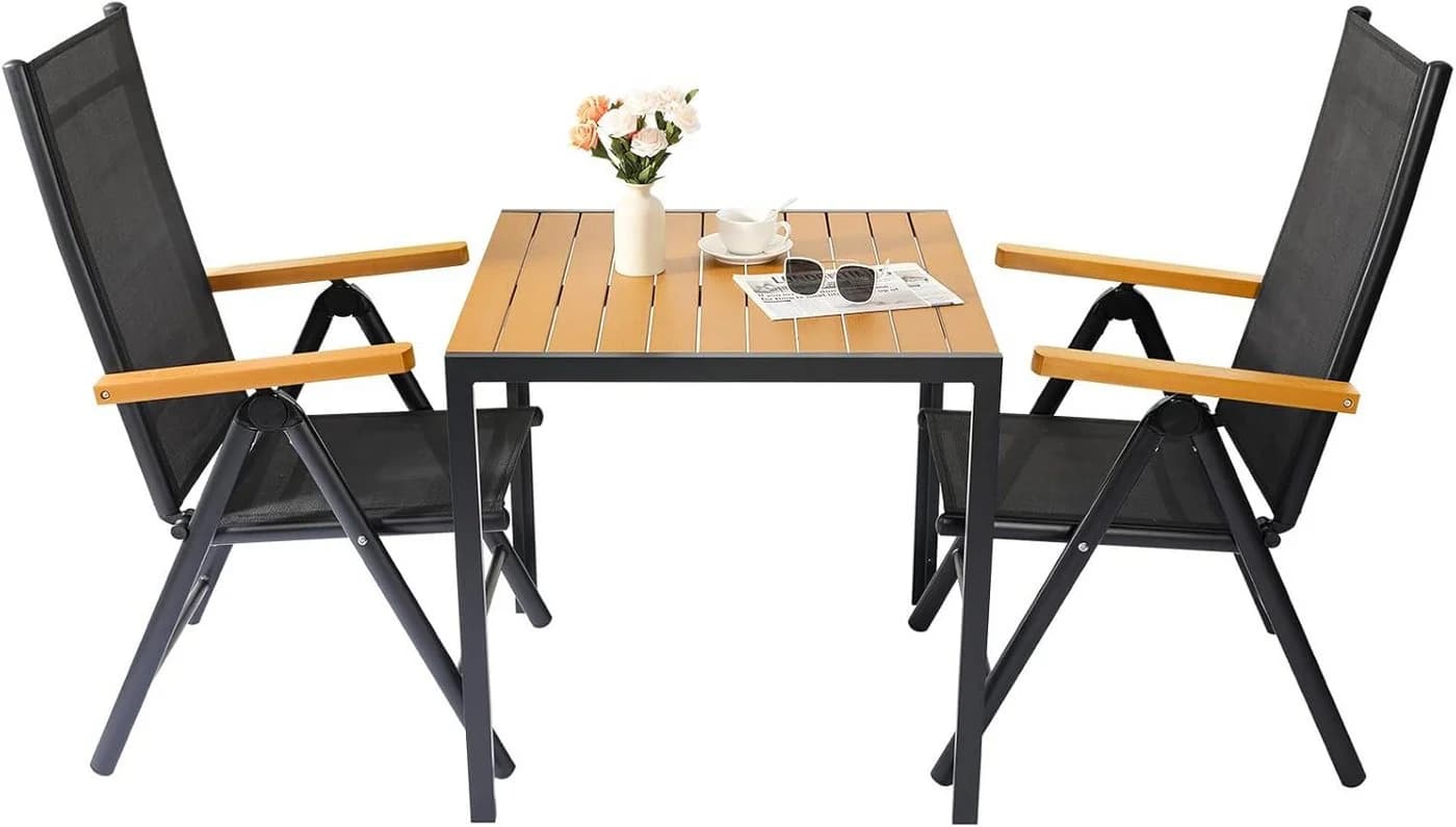 TLGREEN Garten-Essgruppe Aluminium WPC Tisch klappbar schwarz - Bild 2