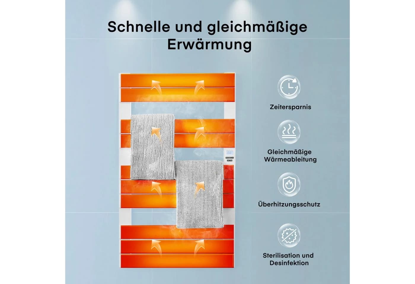 FOHERE Elektrischer Badheizkörper Handtuchwärmer mit 6 Temperaturvorwahlen
