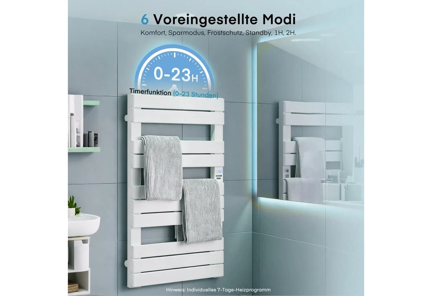 FOHERE Elektrischer Badheizkörper Handtuchwärmer mit 6 Temperaturvorwahlen - Bild 3