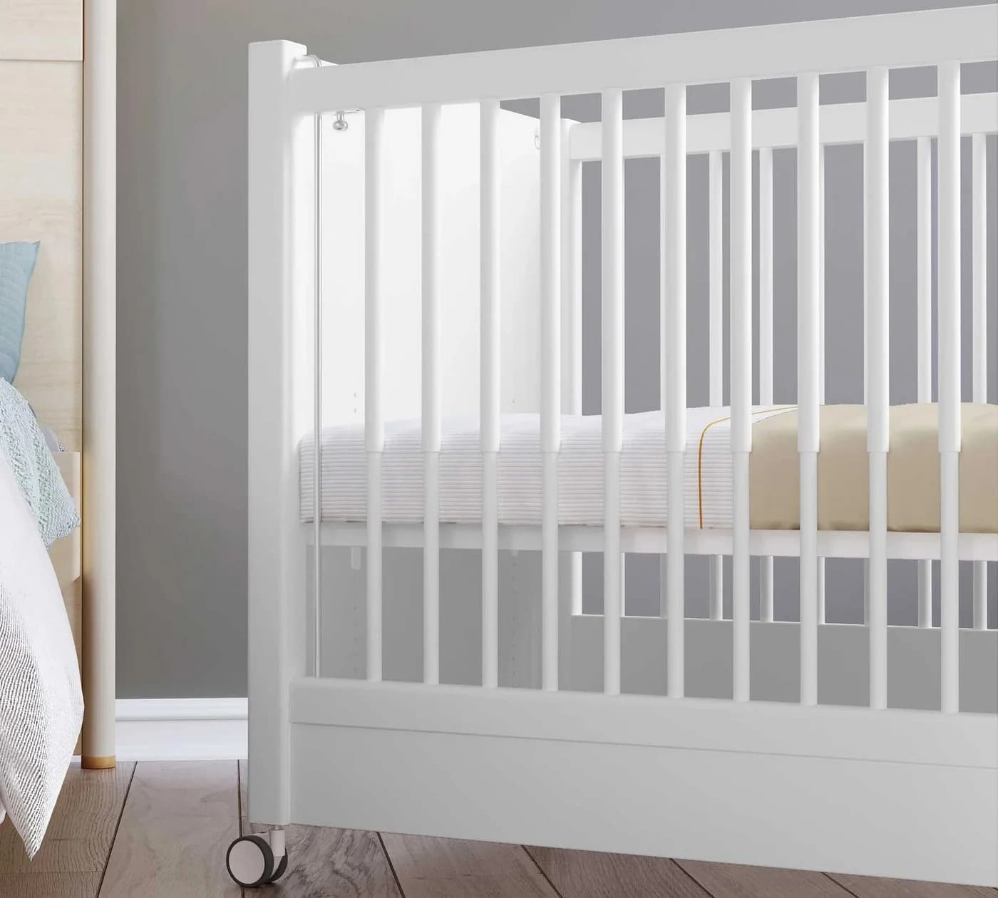 Möbel-Zeit Babybett WHEEL Weiß mit Rollen höhenverstellbar - Bild 3