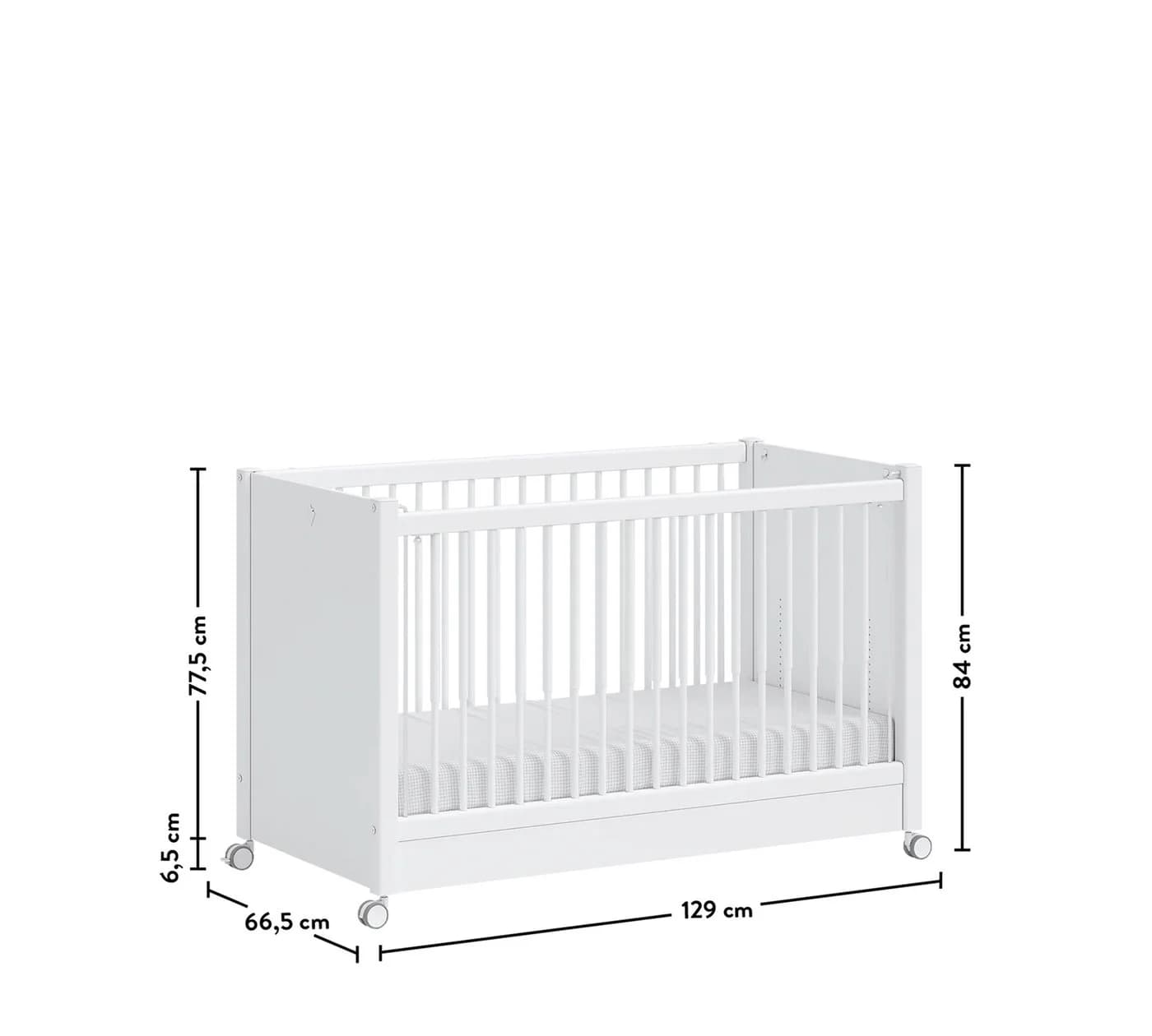 Möbel-Zeit Babybett WHEEL Weiß mit Rollen höhenverstellbar - Bild 5