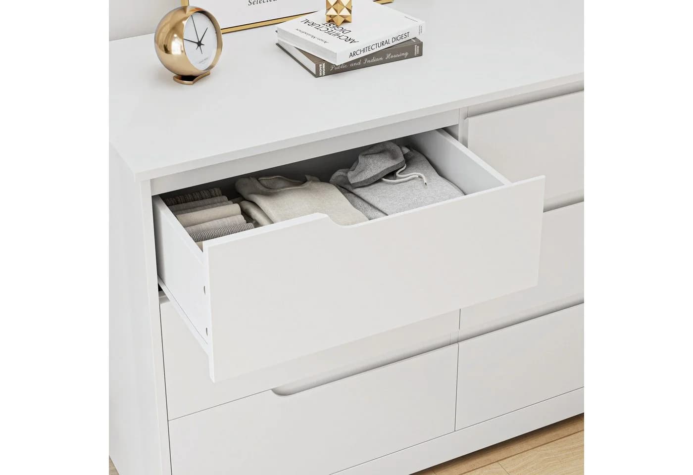 HOMECHO Kommode, Sideboard mit 6 Schubladen, Weiß - Bild 4