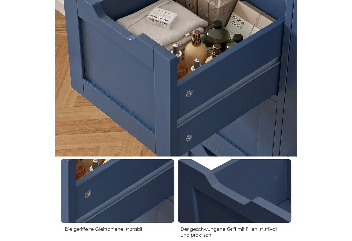 HOMECHO Hochschrank mit 3 Türen und 3 Schubladen Weiß - Bild 4