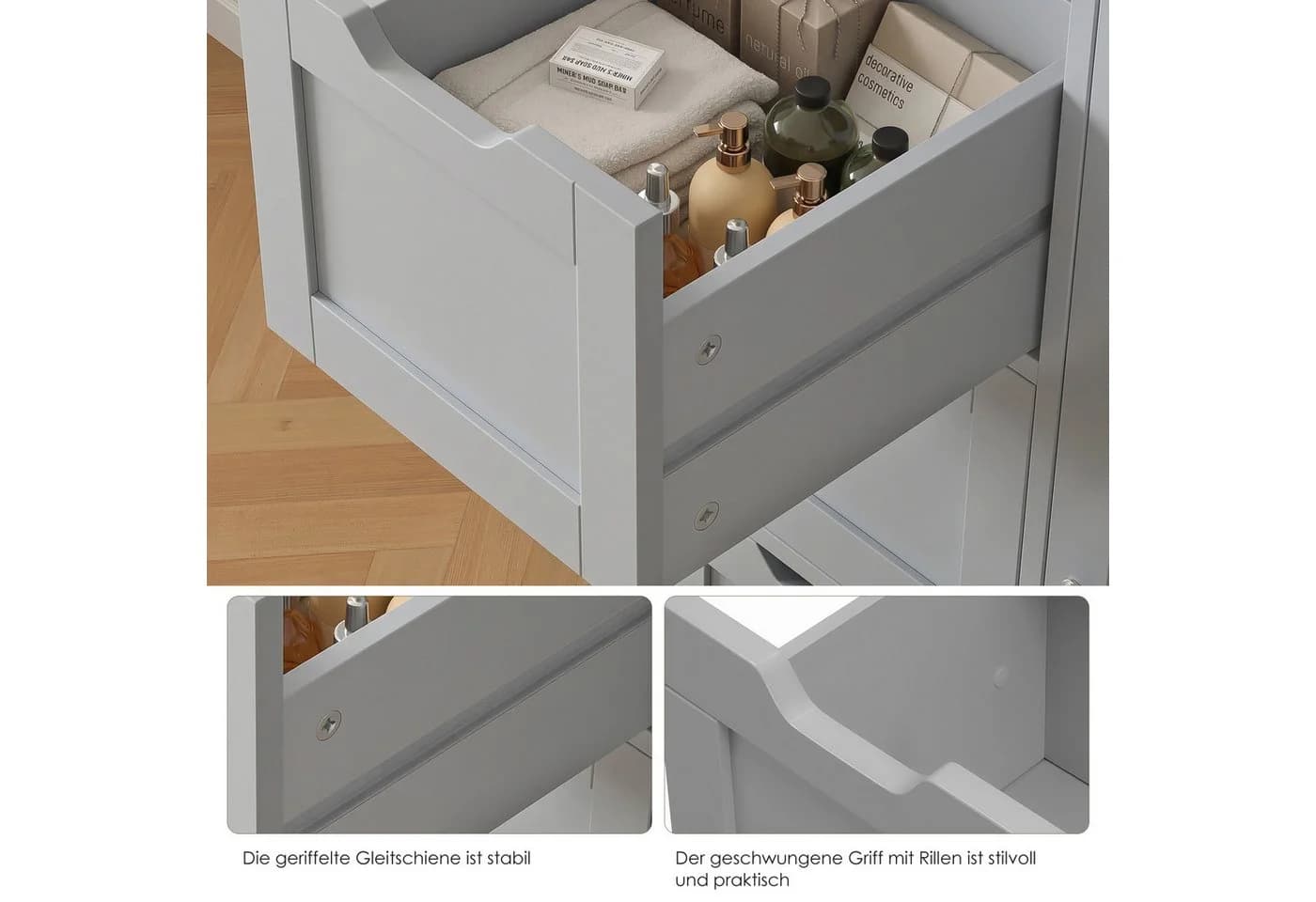 HOMECHO Hochschrank mit 3 Türen und 3 Schubladen Weiß - Bild 5