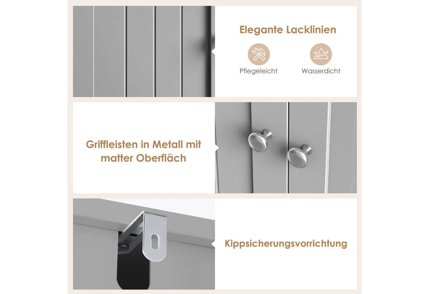 HOMECHO Hochschrank Badschrank 4 Türen 2 Schubladen Weiß - Bild 5