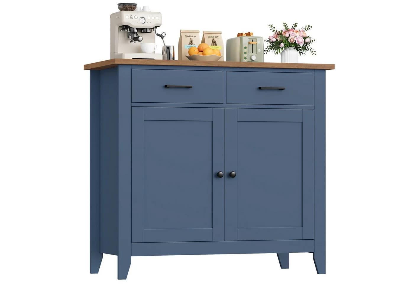 HOMECHO Buffet Sideboard Weiß mit 2 Schubladen und 2 Türen - Bild 2