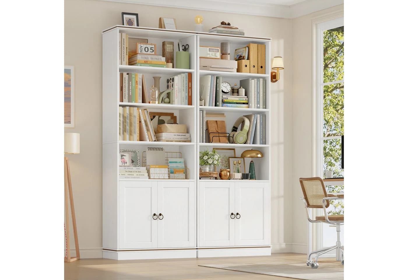 HOMECHO Bücherregal 2-tlg. 188 cm Hoch Bücherschrank 7 Ebenen Weiß - Bild 2