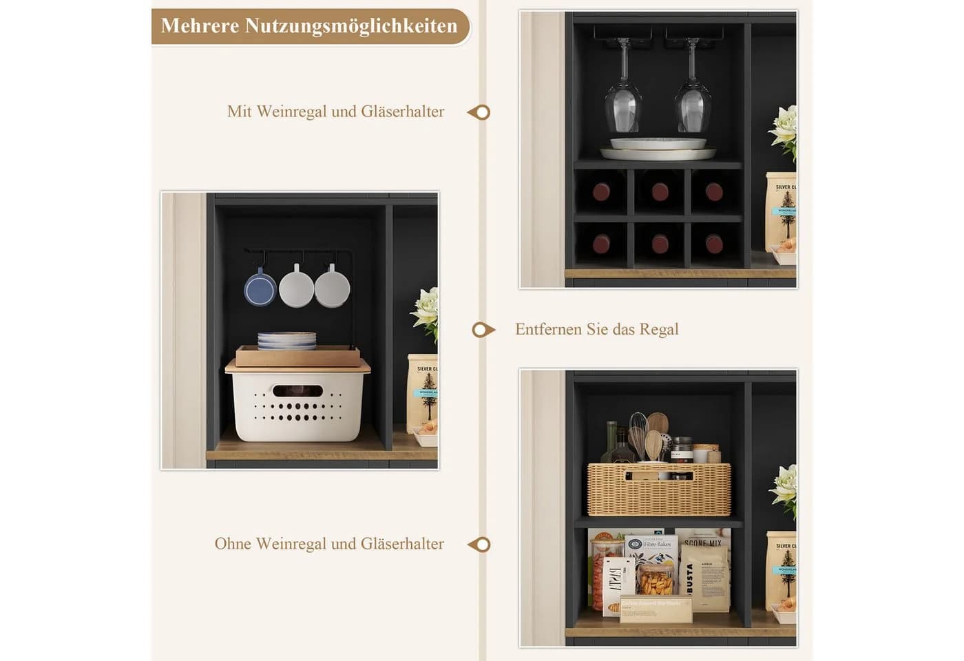 HOMECHO Küchenbuffet Küchenschrank mit Arbeitsplatte - Bild 5