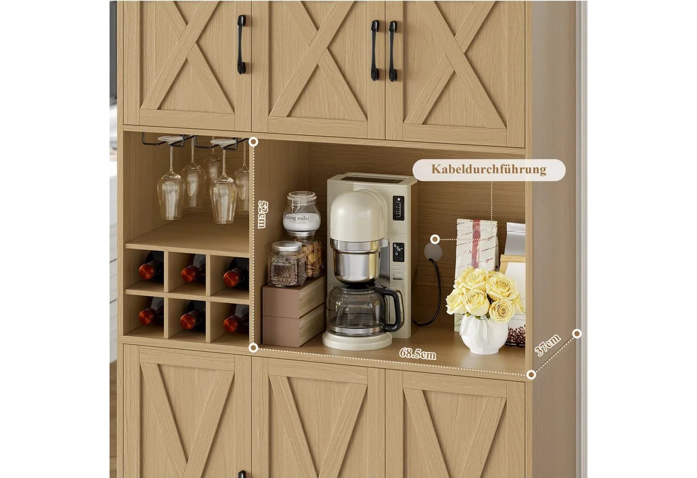 HOMECHO Küchenbuffet Küchenschrank mit Arbeitsplatte - Bild 5