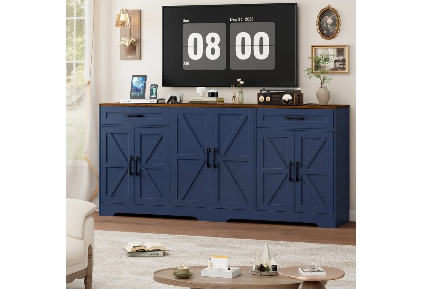 HOMECHO Sideboard 180 cm breit Küchenschrank mit Arbeitsplatte - Bild 3