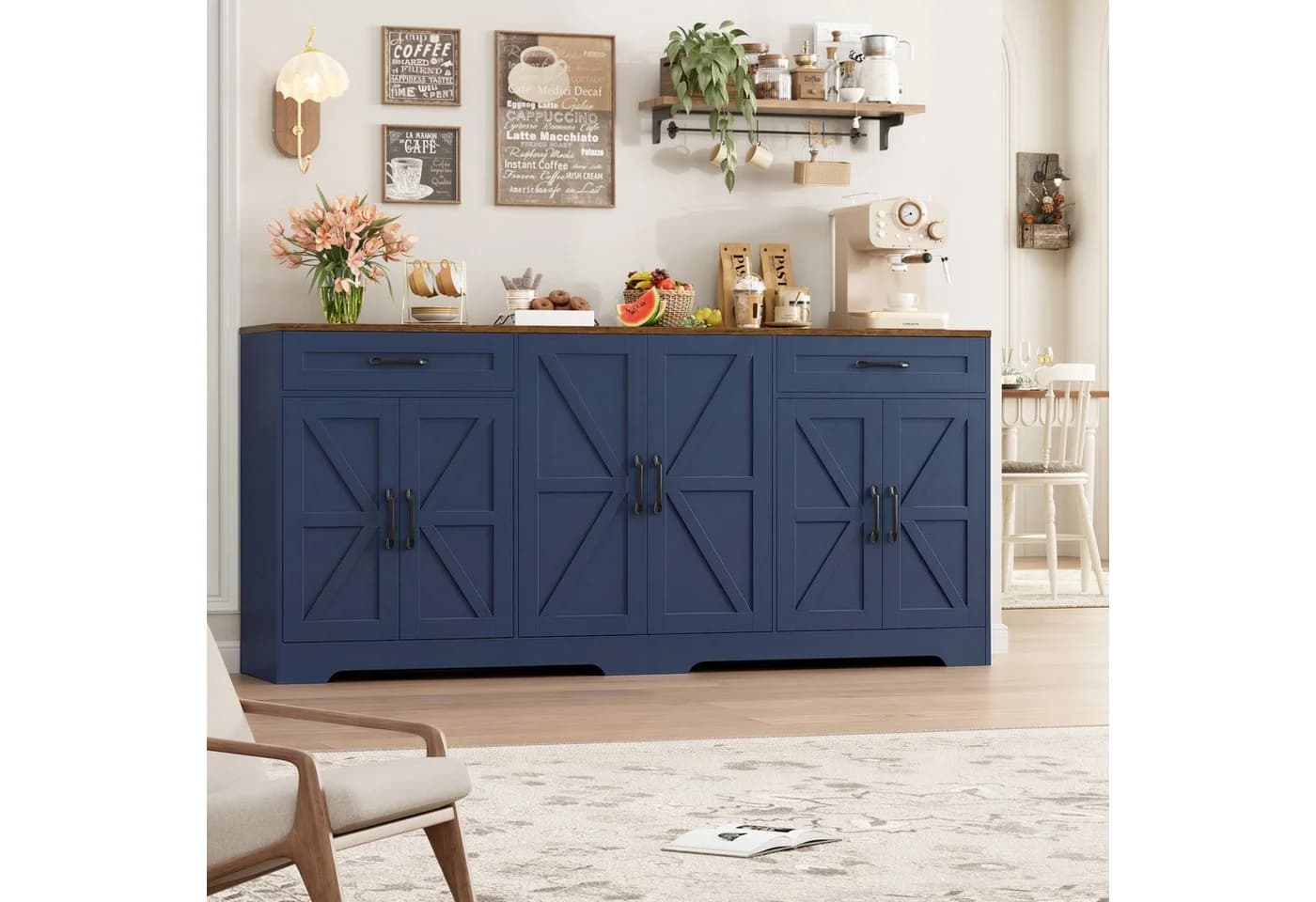 HOMECHO Sideboard 180 cm breit Küchenschrank mit Arbeitsplatte - Bild 4