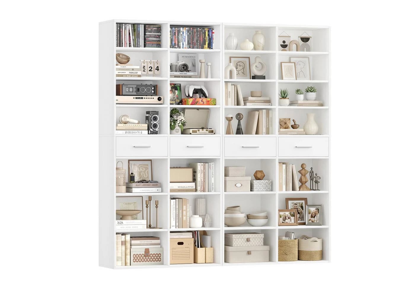 HOMECHO Bücherregal 185,5 cm hoch Standregal mit 8 Ebenen und 2 Schubladen - Bild 2