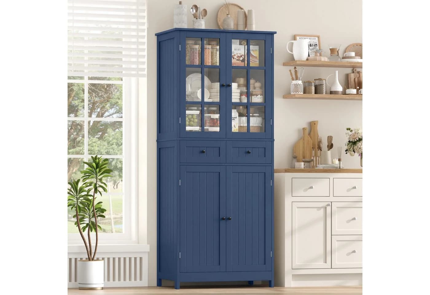HOMECHO Hochschrank 180 cm Küchenschrank Weiß - Bild 2
