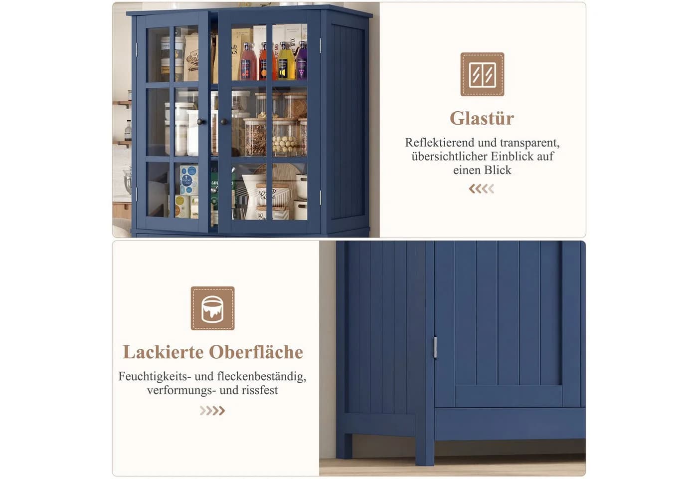 HOMECHO Hochschrank 180 cm Küchenschrank Weiß - Bild 5