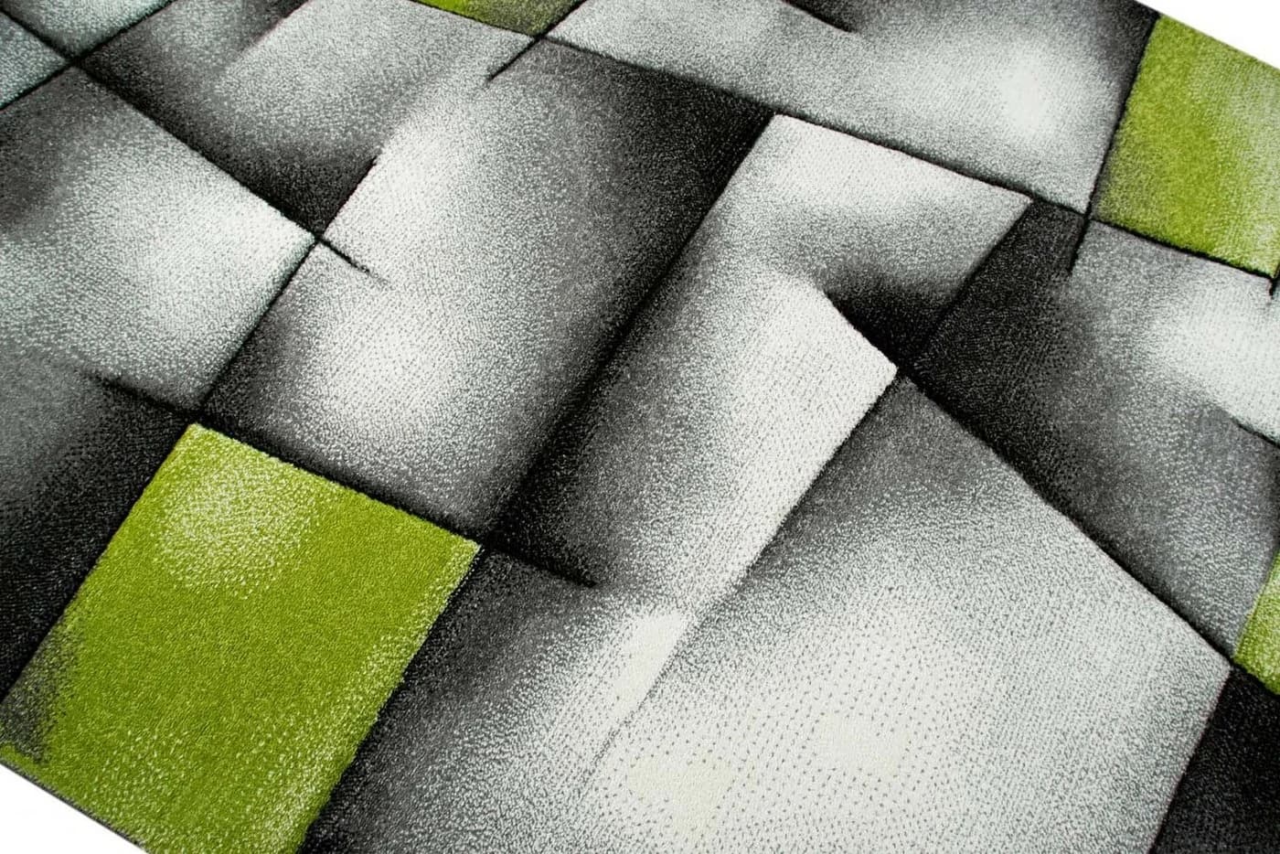 TeppichHome24 Designer Teppich Konturenschnitt Grün/Grau/Weiß/Schwarz