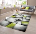 TeppichHome24 Designer Teppich Konturenschnitt Grün/Grau/Weiß/Schwarz Bild 2