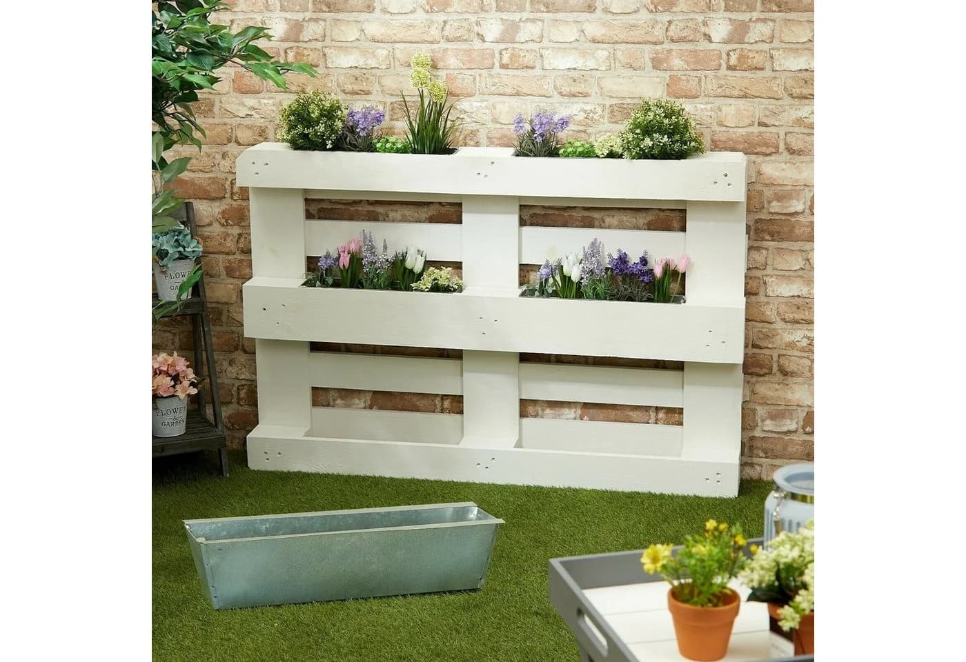 Meinposten Blumenkasten Pflanzkasten Palette Zink/Schwarz - Bild 3