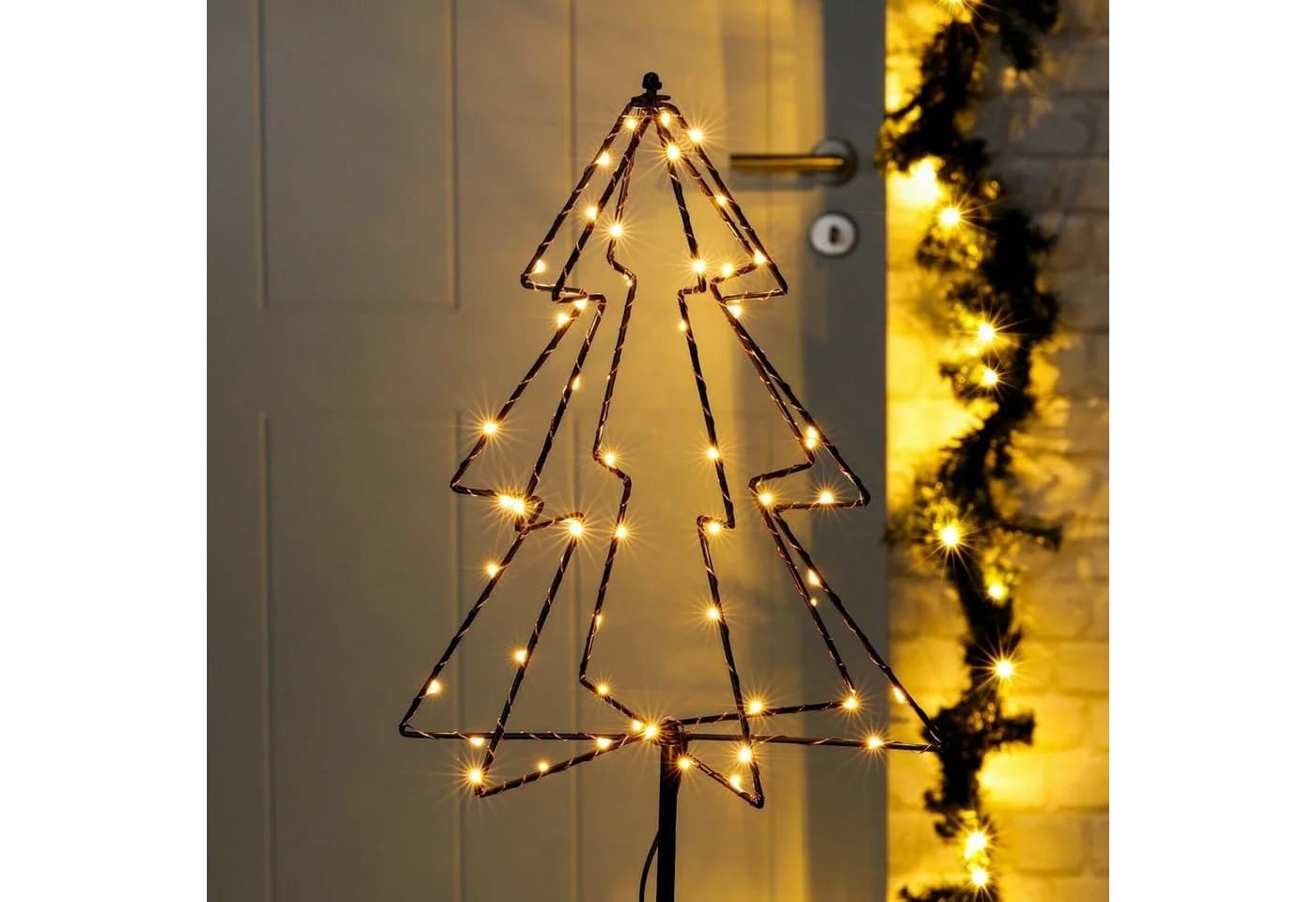 Meinposten LED-Lichterkette Tannenbaum Weihnachtsbeleuchtung warmweiß, 6-Stunden-Timer