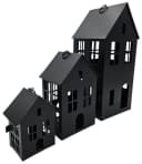 Meinposten Windlicht 3 Laternenhäuser Set Schwarz Metall Bild 2