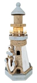 Meinposten Leuchtturm Fensterdekoration Holz LED Beleuchtung Maritim 24 cm Bild 2