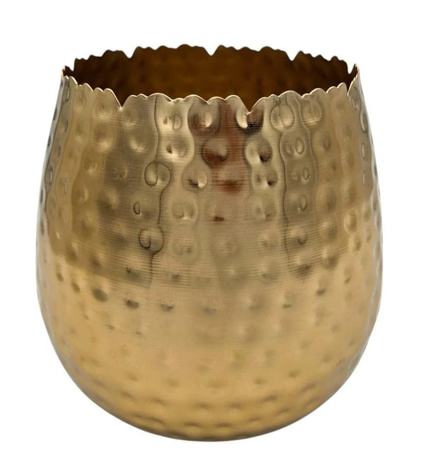 Meinposten Blumentopf Übertopf Vase Gold Metall Hammerschlag 18x18 cm - Bild 2