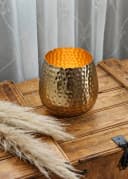 Meinposten Blumentopf Übertopf Vase Gold Metall Hammerschlag 18x18 cm Bild 4
