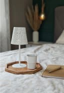 Meinposten Dekotablett Achteckig Akazie 25 cm Holztablett Kerzentablett Bild 1