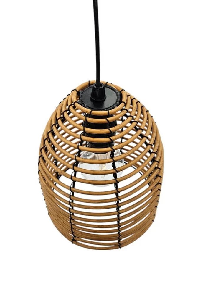 Meinposten Hängeleuchte LED Rattan Optik Außen Innenbereich 18x16 cm Gartenbeleuchtung - Bild 4