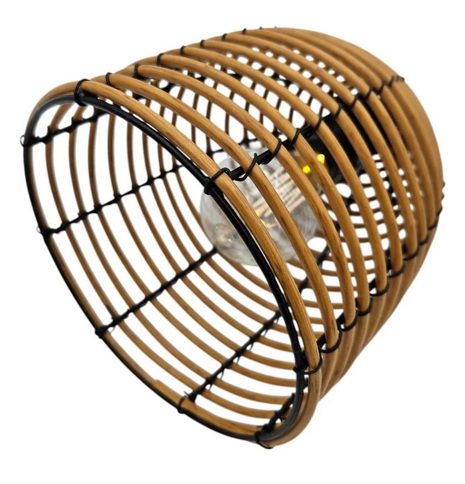 Meinposten Hängeleuchte LED Rattan Optik Außen Innenbereich 18x16 cm Gartenbeleuchtung - Bild 5
