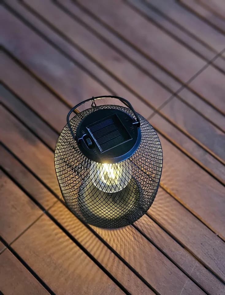 Meinposten LED Solarleuchte Gartenleuchte Metall Schwarz Warmweiß - Bild 4