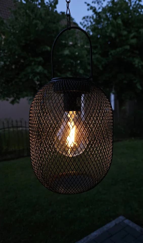 Meinposten LED Solarleuchte Gartenleuchte Metall Schwarz Warmweiß - Bild 5