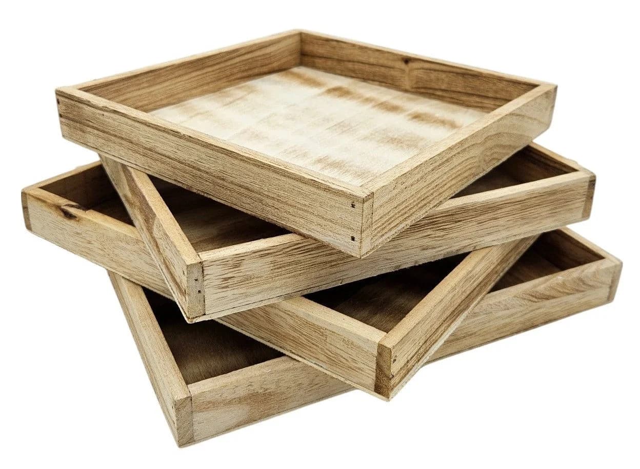 Meinposten Dekotablett Holztablett Braun Rechteckig Kerzentablett (4 St) - Bild 2