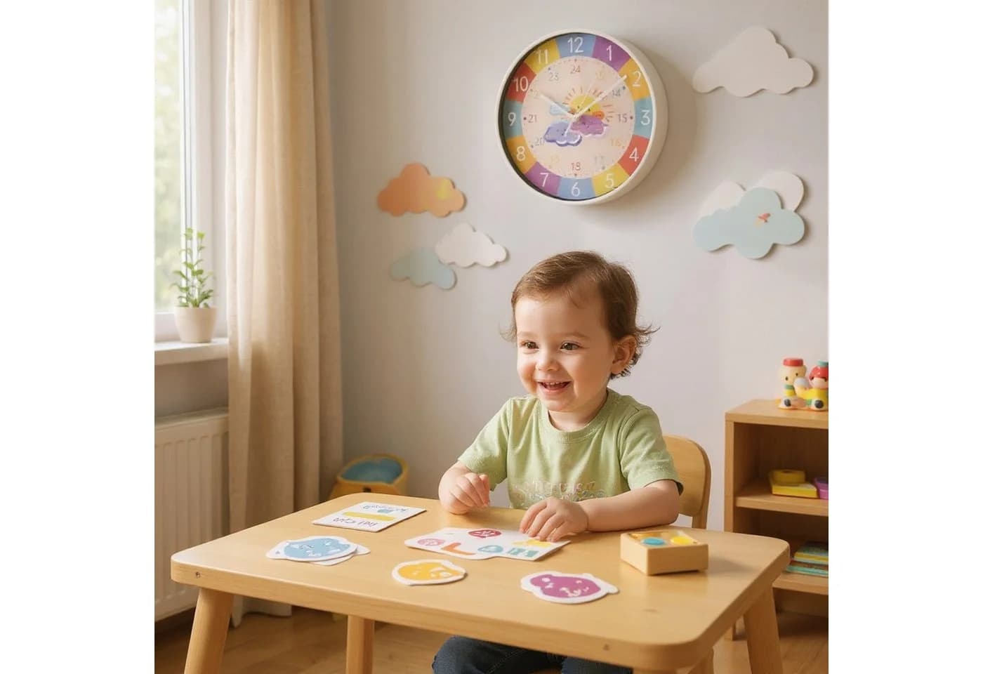Meinposten Lernuhr Wanduhr Kinderuhr bunt analoge Montessori Kinderzimmer - Bild 5