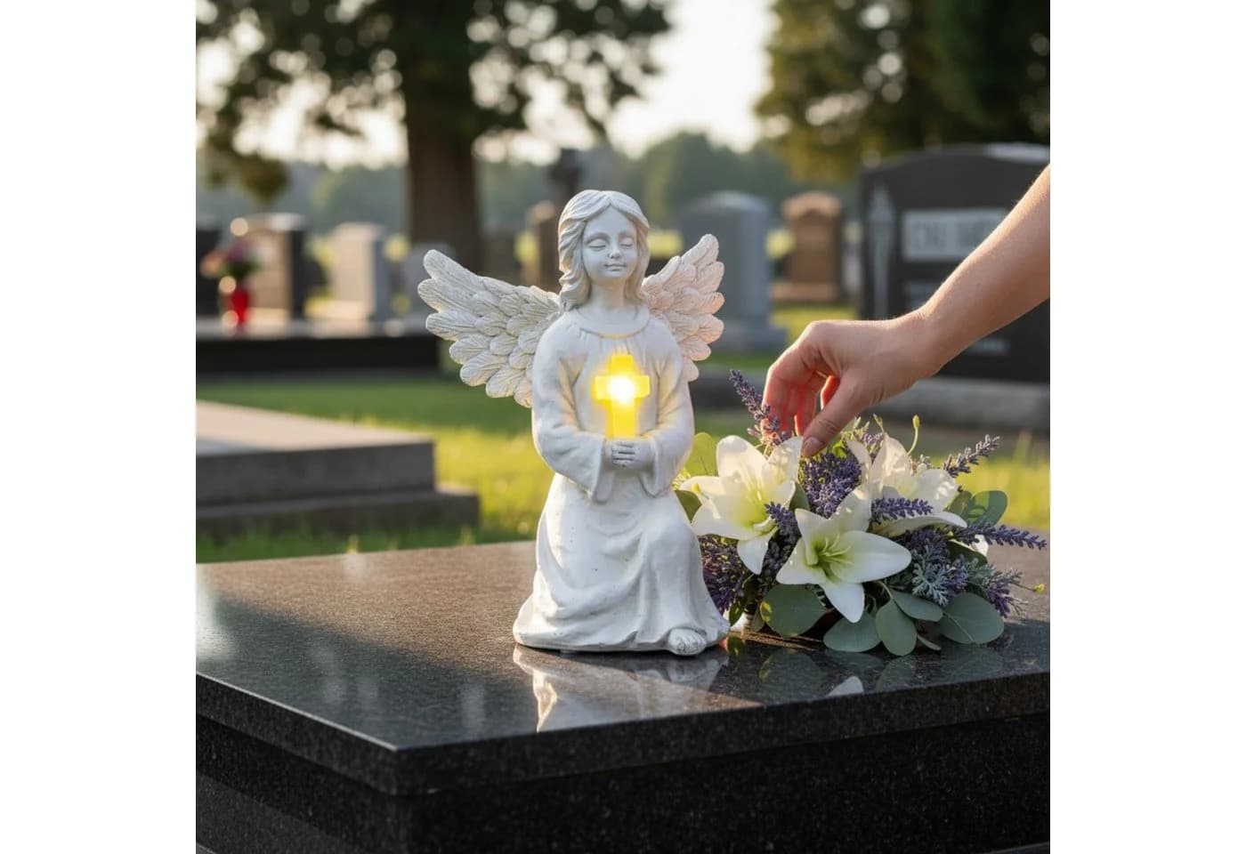 Meinposten LED Solar Engelfigur Weiß Garten- & Grabdekoration - Bild 3