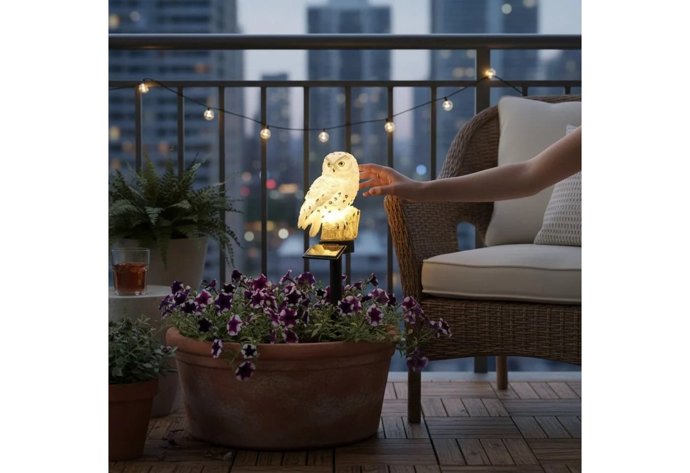 Meinposten Schneeeule Solarleuchte Gartenstecker Weiß - Bild 3