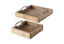 Meinposten Dekotablett Set Holz Metallgriff 20x20cm & 30x30cm Graubraun Bild 2