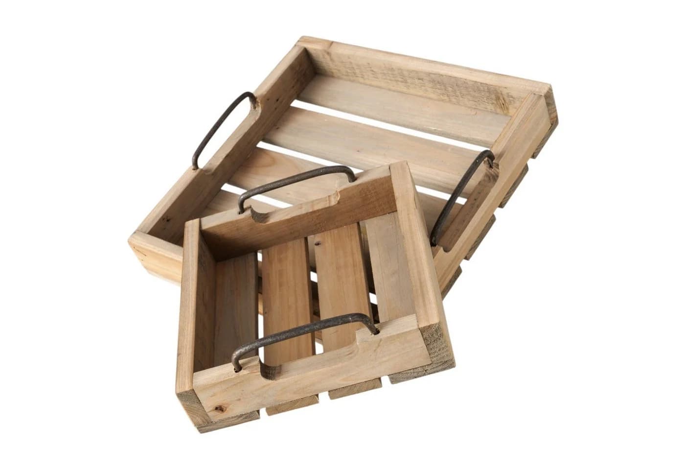 Meinposten Dekotablett Set Holz Metallgriff 20x20cm & 30x30cm Graubraun - Bild 3