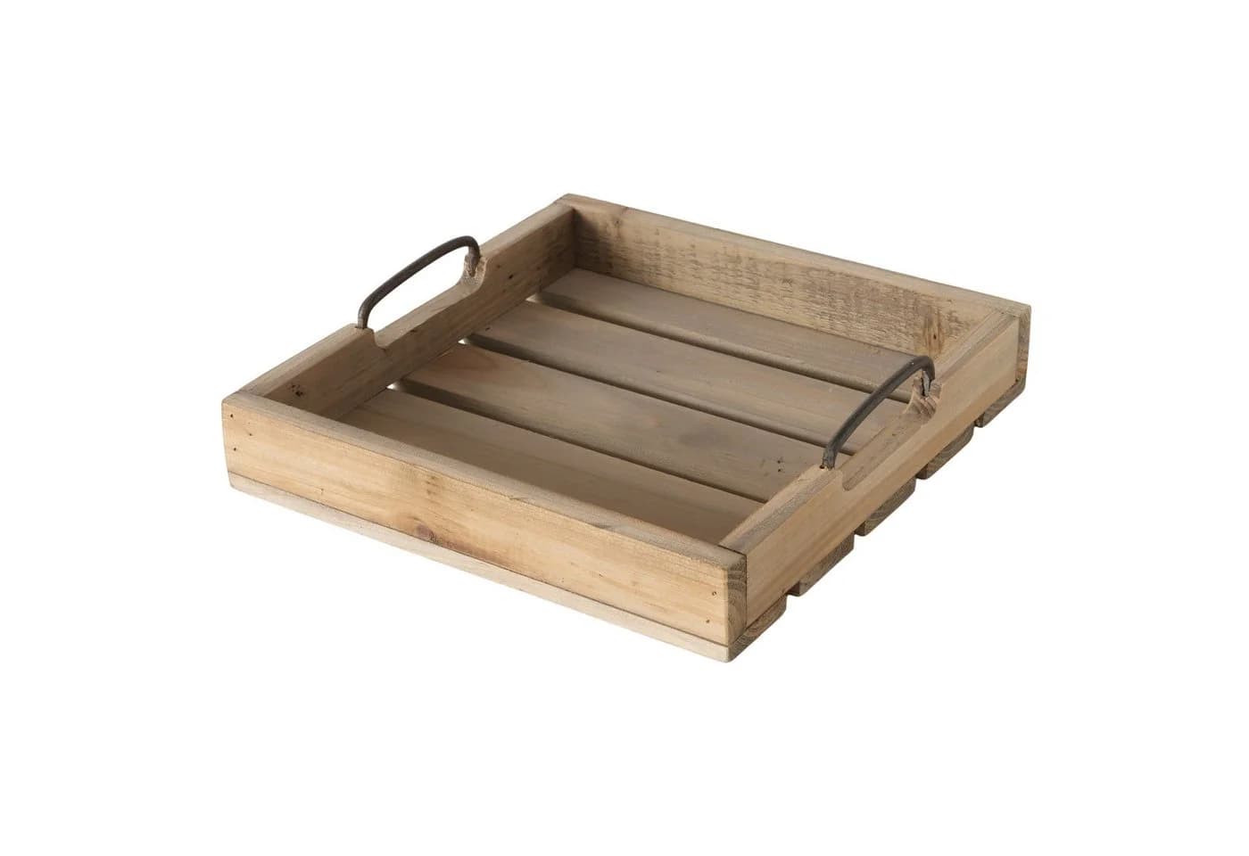 Meinposten Dekotablett Set Holz Metallgriff 20x20cm & 30x30cm Graubraun - Bild 5