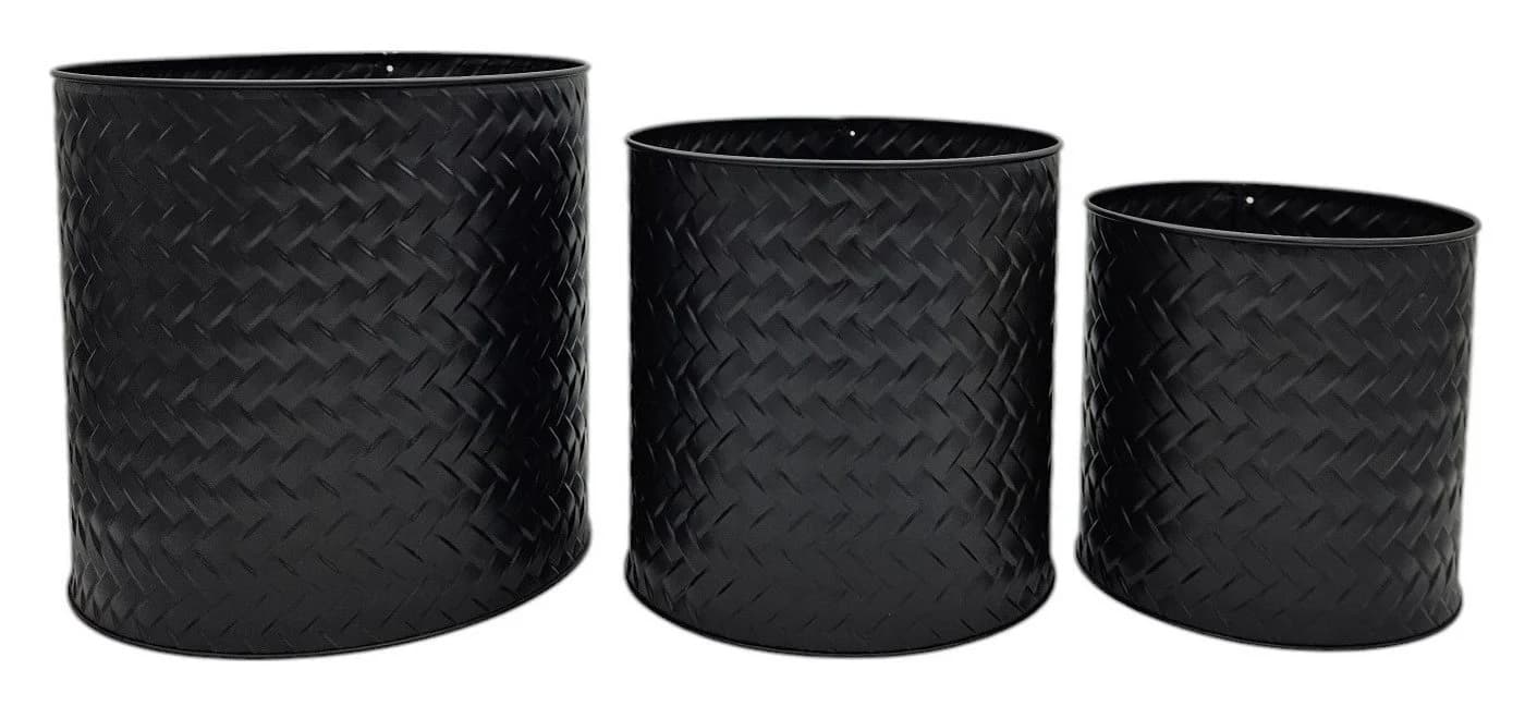 Meinposten Blumentopf 3er Set schwarz rund Metall - Bild 2