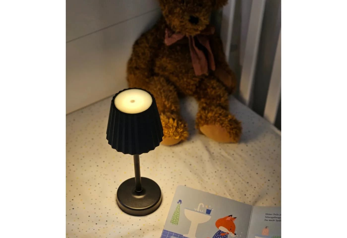 Meinposten LED Tischleuchte weiß/schwarz, Batteriebetrieb, dimmbar - Bild 3