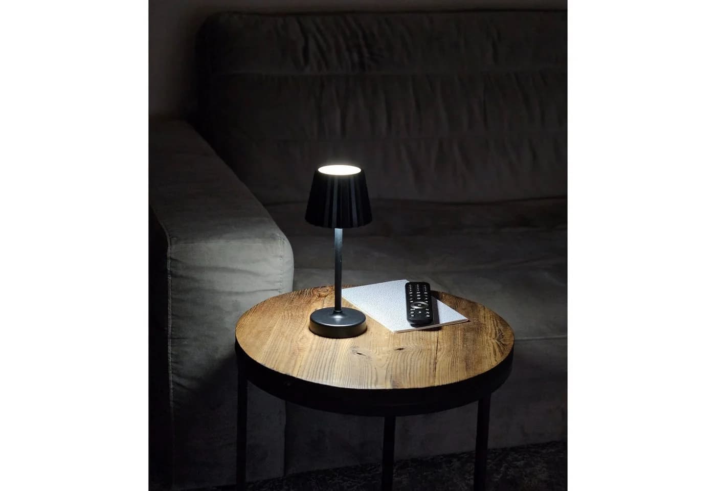 Meinposten LED Tischleuchte weiß/schwarz, Batteriebetrieb, dimmbar - Bild 4