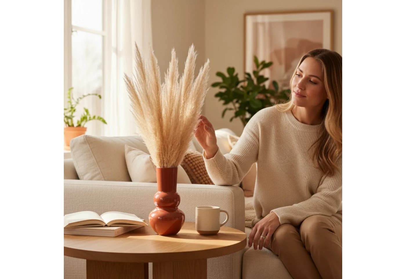 Meinposten Blumenvase Retro Metall Beige Terrakotta 30 cm