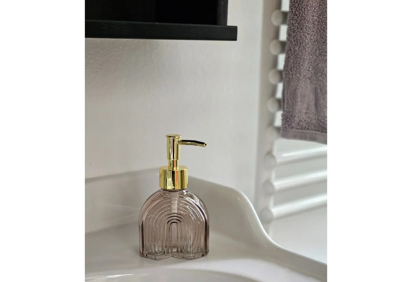 Meinposten Seifenspender Retro Braun Beige Gold Glas