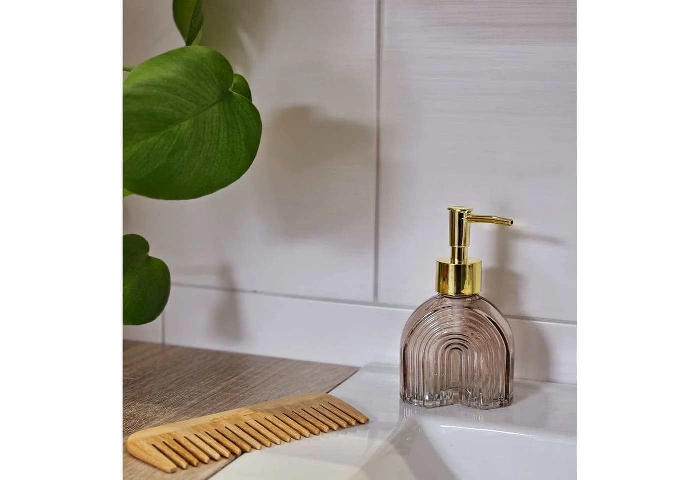 Meinposten Seifenspender Retro Braun Beige Gold Glas - Bild 3