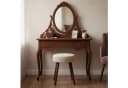 Moderner Sitzhocker aus Cord und Holz in Beige Bild 1