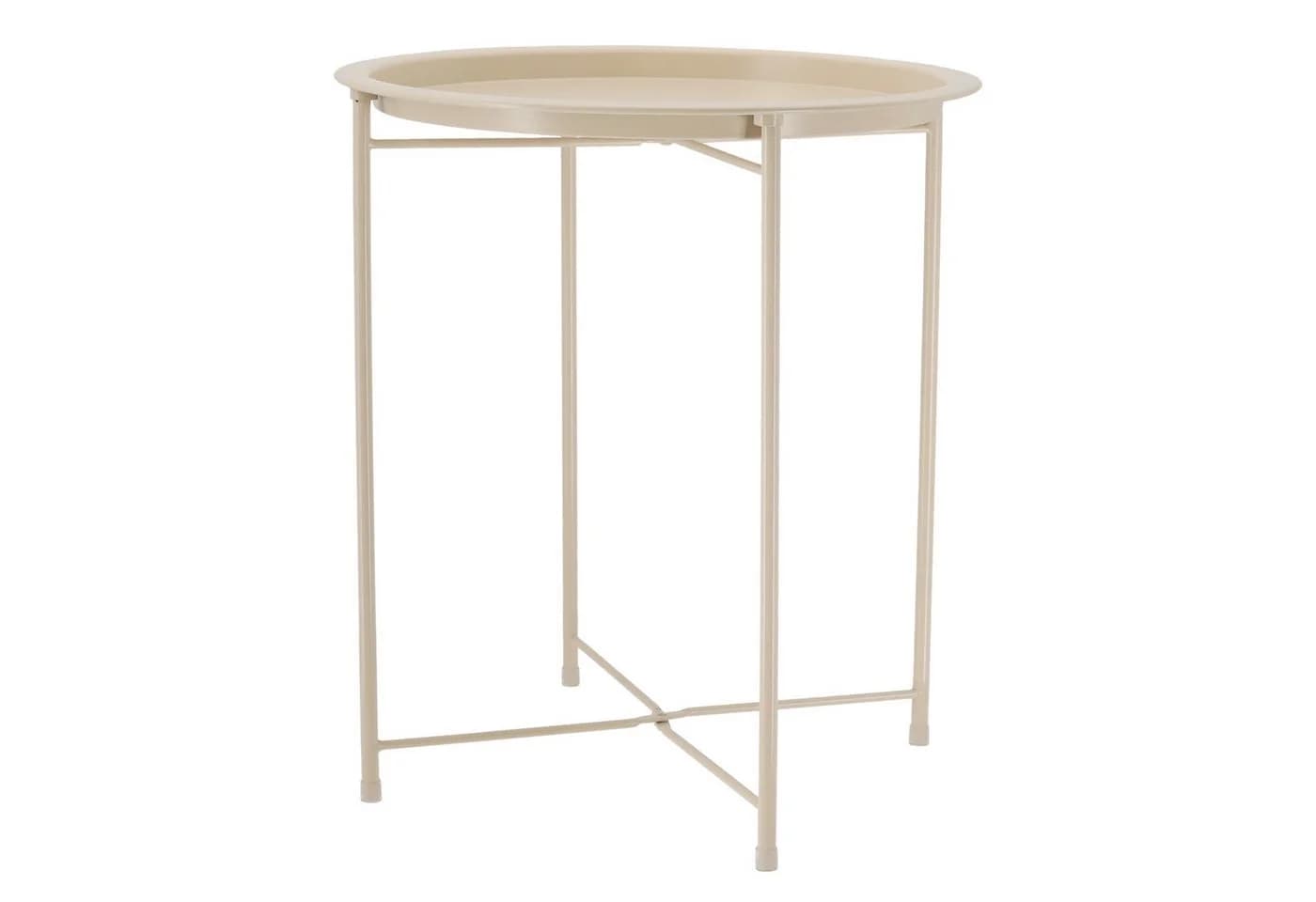 Meinposten Beistelltisch Metalltisch Beige Rund 37x42 cm mit Tablett - Bild 2