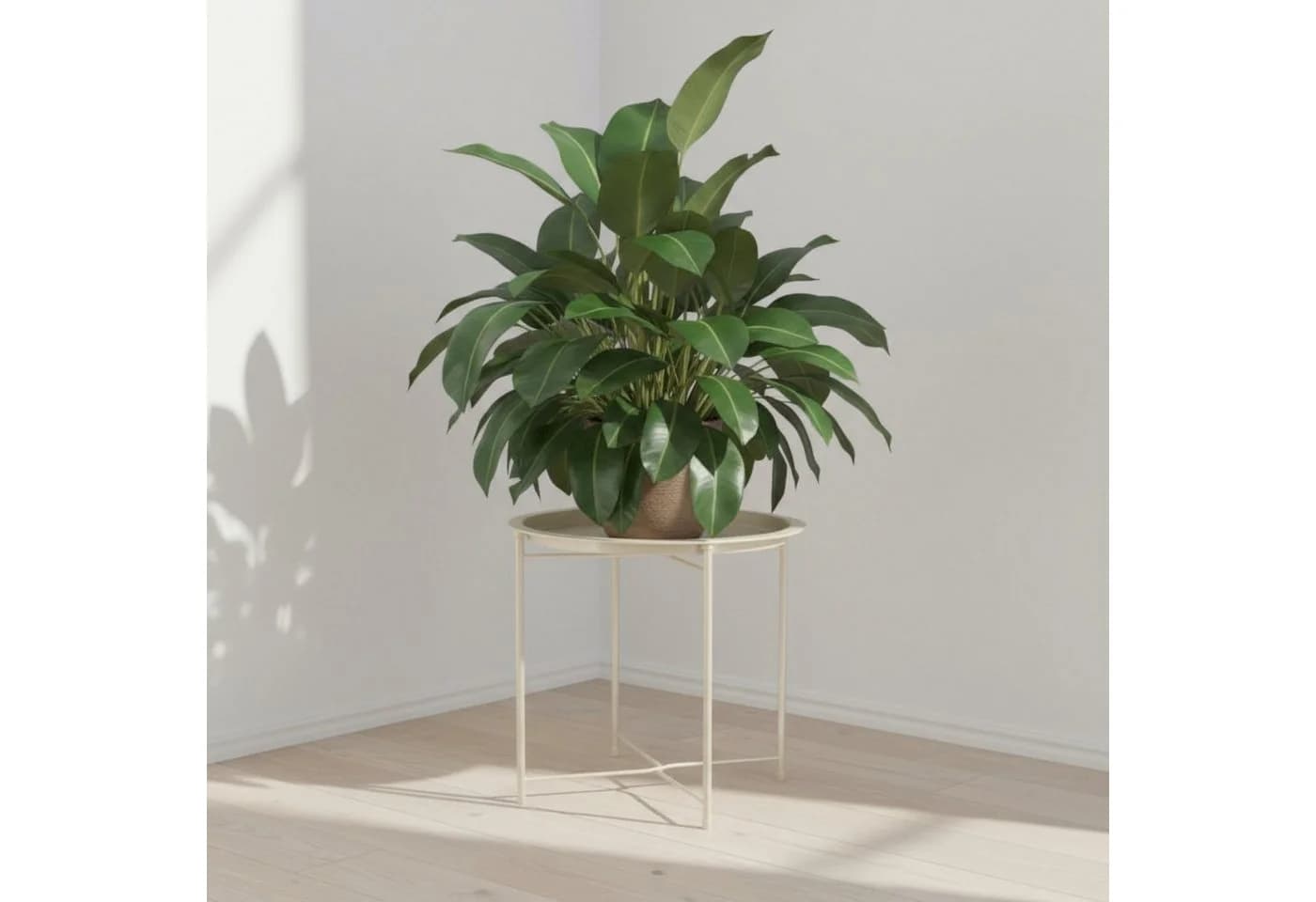 Meinposten Beistelltisch Metalltisch Beige Rund 37x42 cm mit Tablett - Bild 4