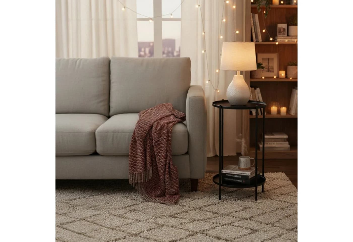 Meinposten Beistelltisch Couchtisch Telefontisch rund 28x48 cm Schwarz Creme Weiß - Bild 5